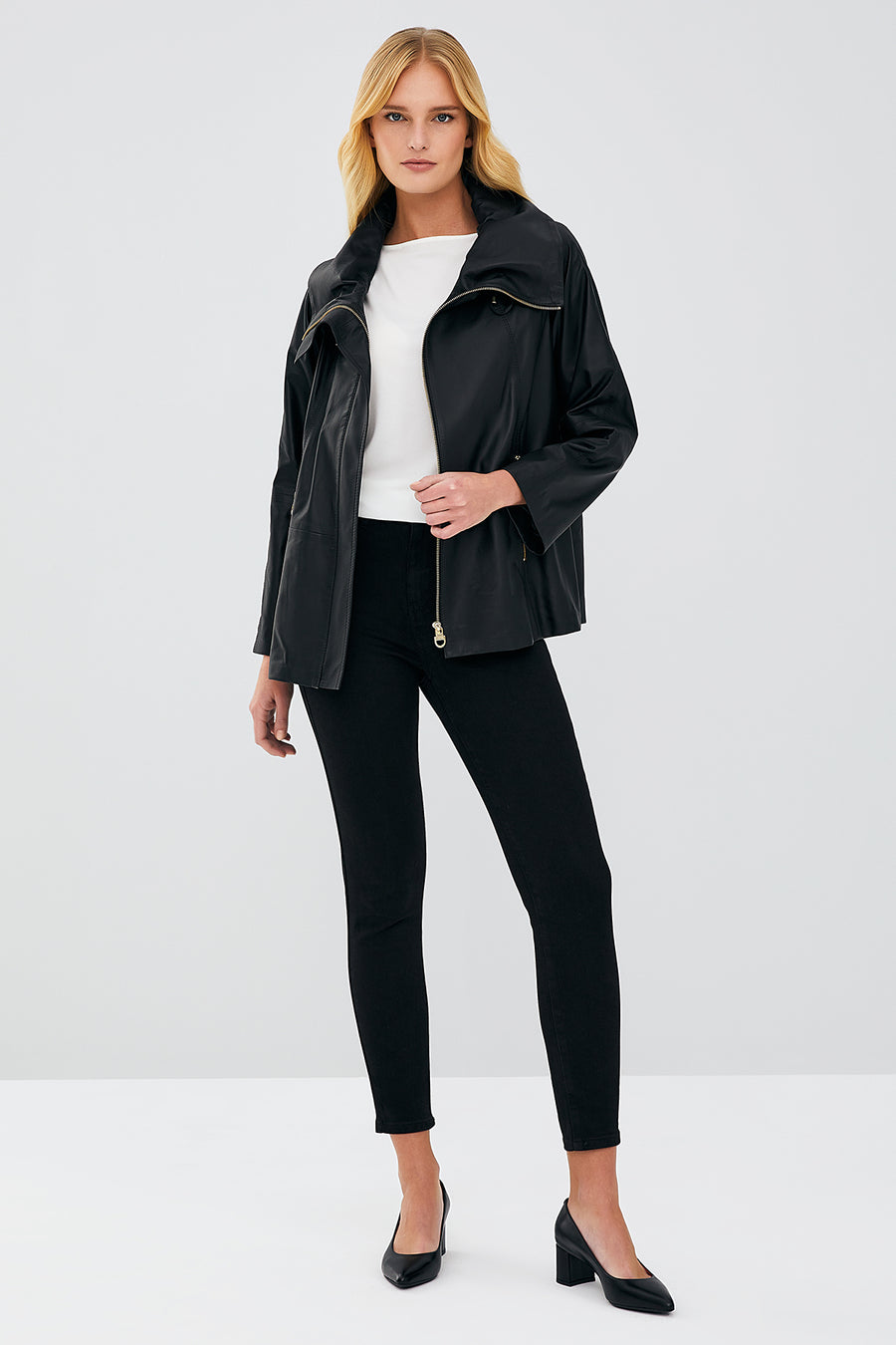 Felicita Women's Black Oversize Leather Jacket