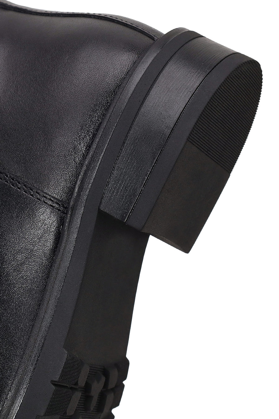 Kadın Siyah Tokalı Fermuarlı Deri Casual Bot