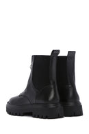 Women's Black Thick Soled Zippered Leather Boots | Derimod