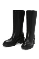 Women's Black Thick Heeled Leather Boots | Derimod