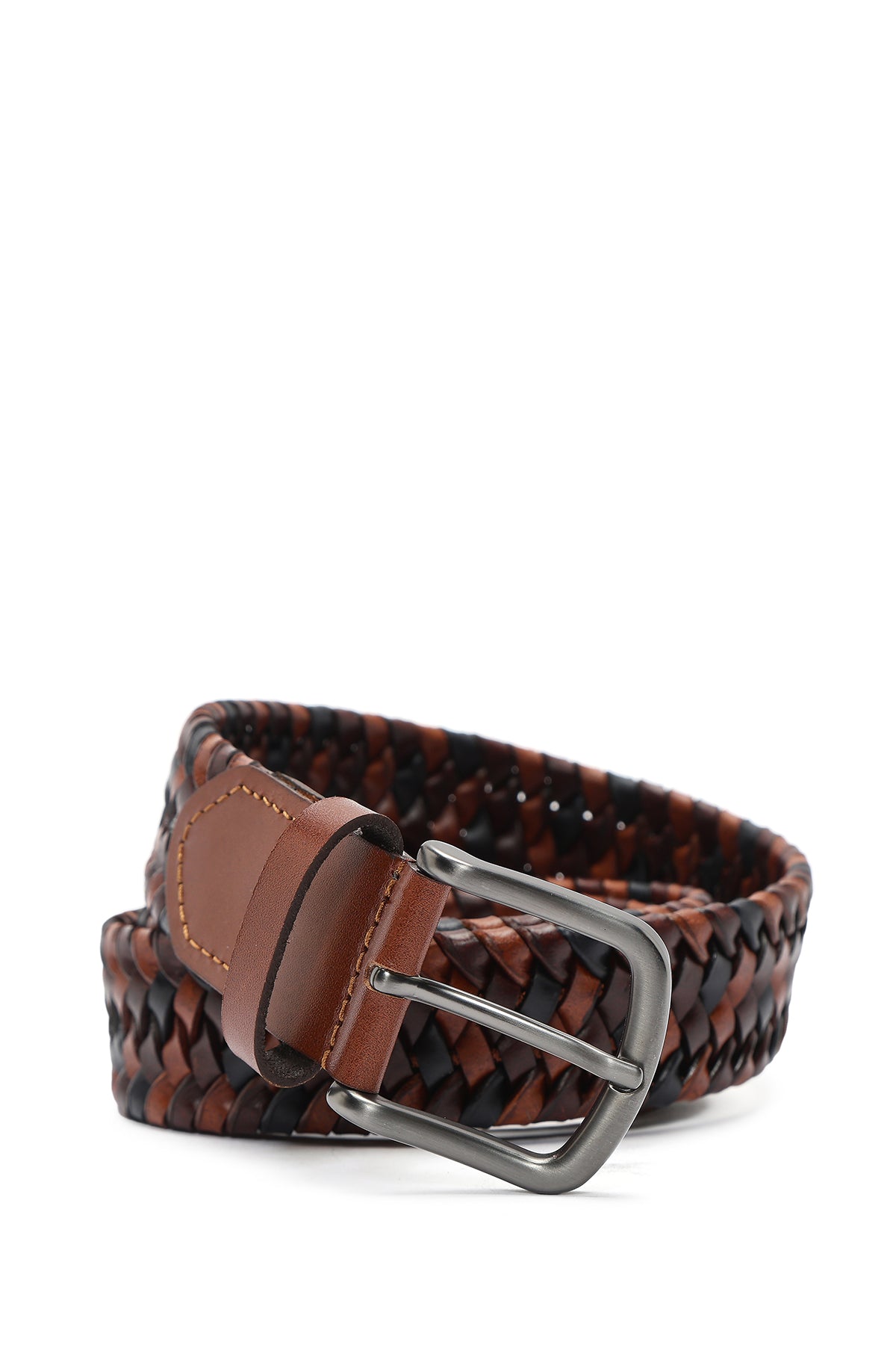 Men's Brown Braided Leather Belt 000A2D1305229 | Derimod