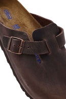 Birkenstock Men's Brown Boston Nubuck Leather Slippers | Derimod