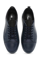 Men's Navy Blue Leather Sneaker | Derimod