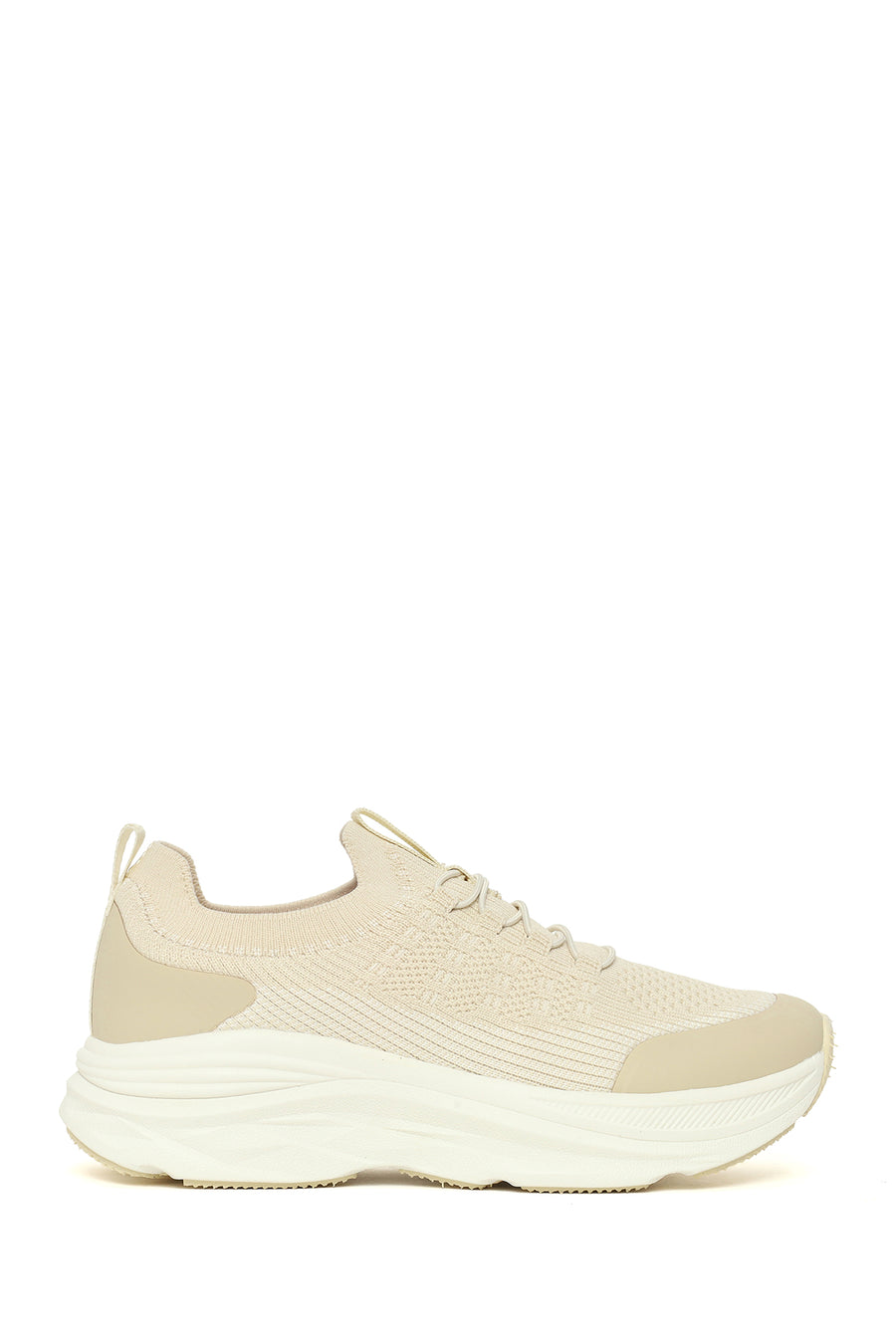 Derimod Zero Woman Cream Thick-Soled Lace-Up Fabric Sneaker 26PFE49536F | Derimod
