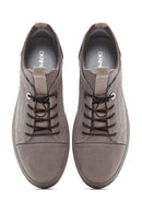 Men's Gray Nubuck Leather Sock Sneaker | Derimod