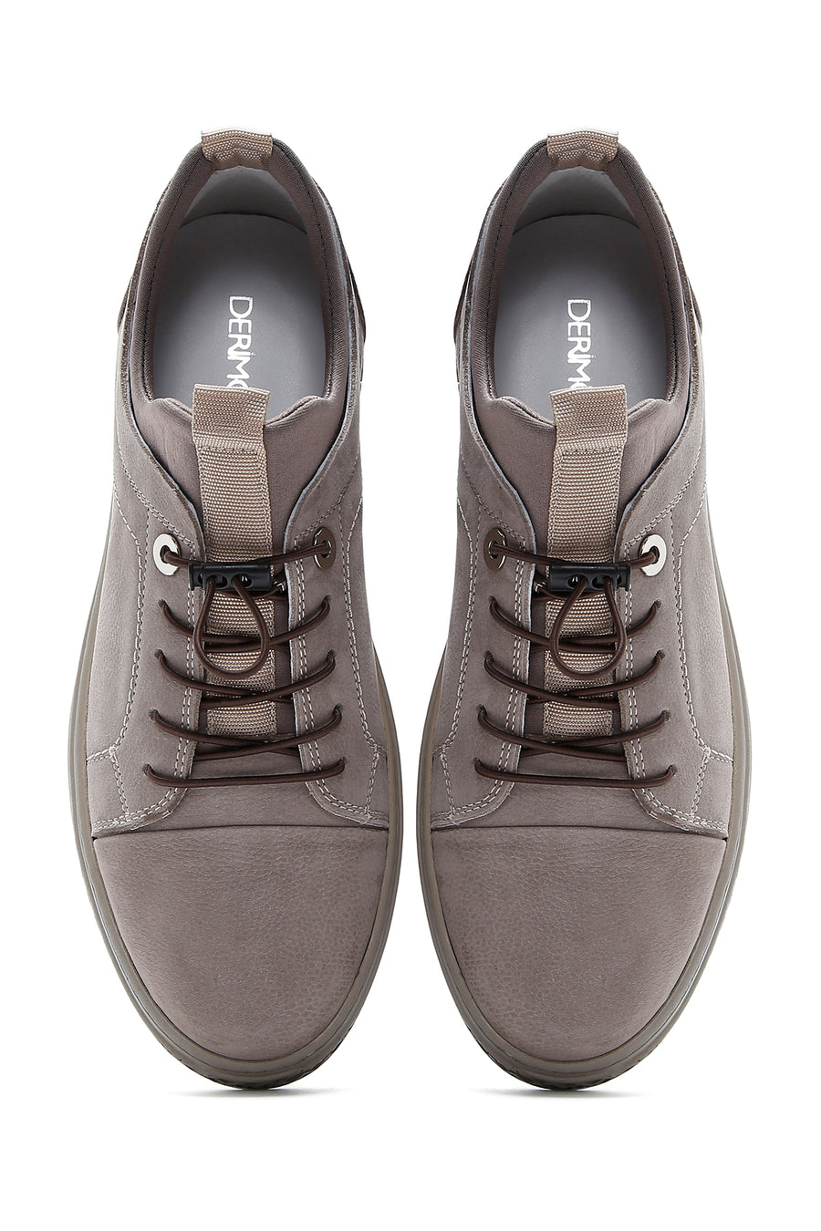 Erkek Gri Nubuk Deri Çoraplı Sneaker