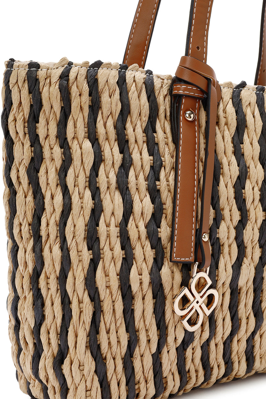 Women's Beige Straw Shoulder Bag