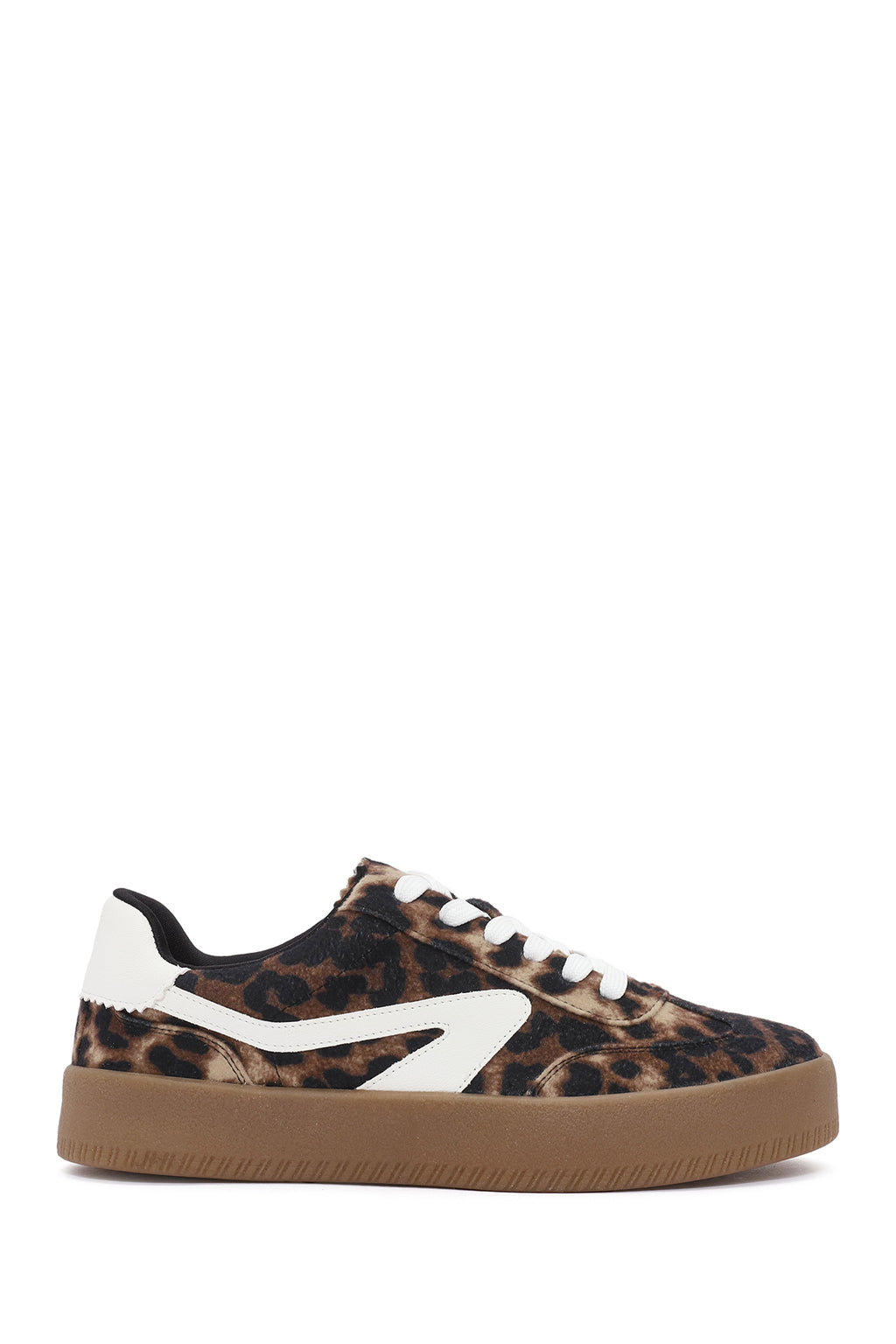 Kadın Leopar Bağcıklı Kalın Tabanlı Sneaker
