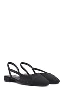 Women's Black Open Back Stoned Ballerinas | Derimod