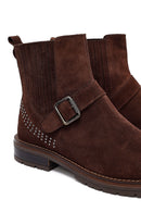 Woman Brown Suede Chelsea Boots | Derimod