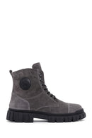 Men's Anthracite Zippered Suede Leather Casual Boots | Derimod