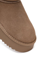 Woman Mink Thick-Soled Suede Teddy Boots | Derimod