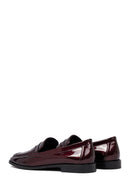 Woman Burgundy Leather Classic Loafer | Derimod
