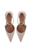 Women's Beige Leather Thin Heeled Shoes | Derimod