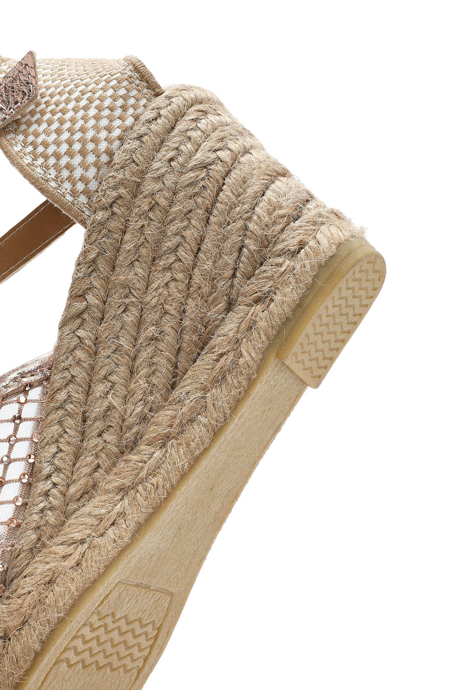 Women's Gold Ankle Buckle Wedge Heel Espadrille Sandals