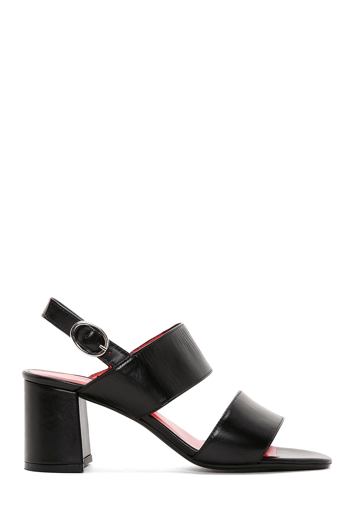 Kadın Siyah Deri Kalın Topuklu Sandalet 23SFD110818 | Derimod