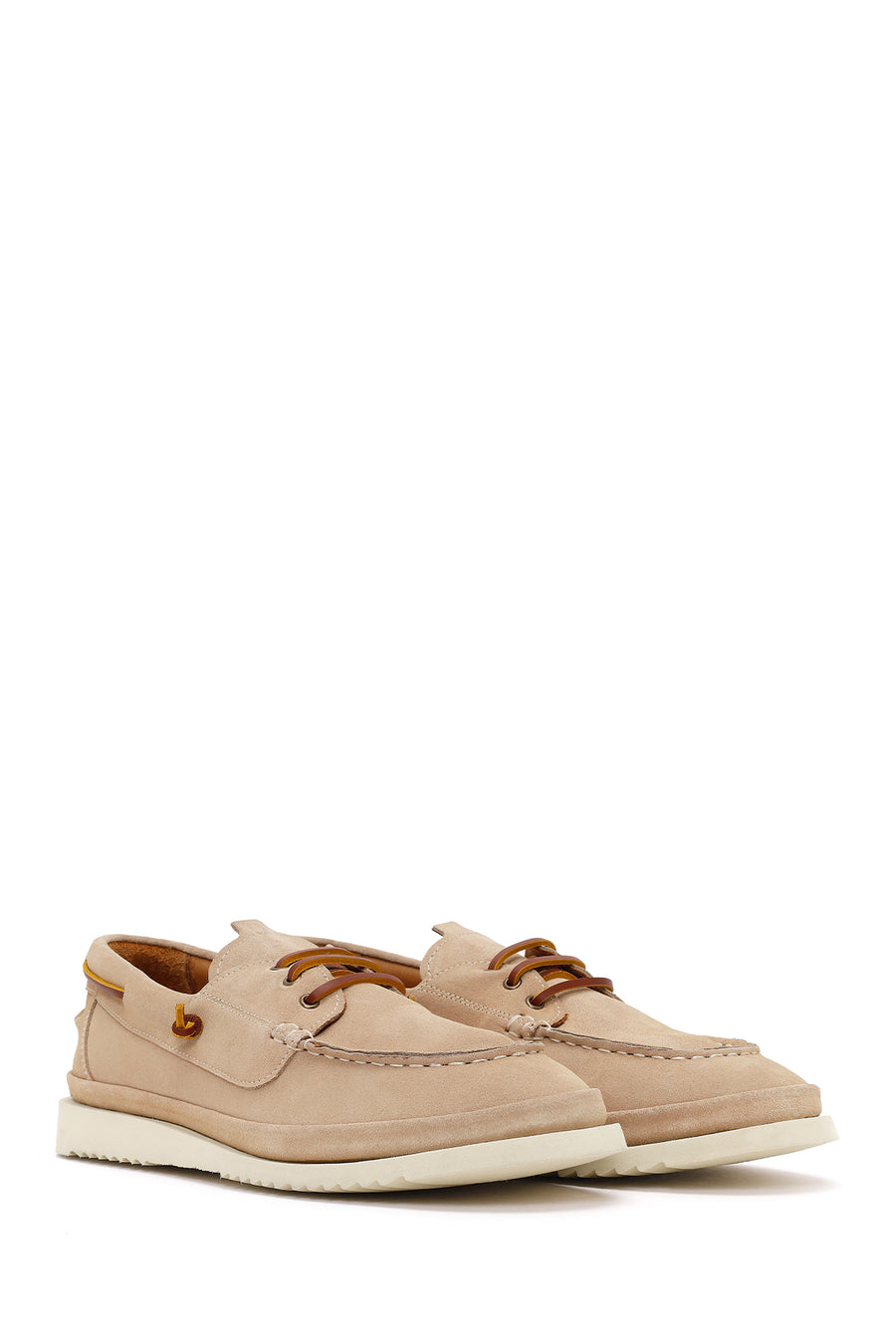 Men's Beige Lace-up Suede Leather Casual Shoes