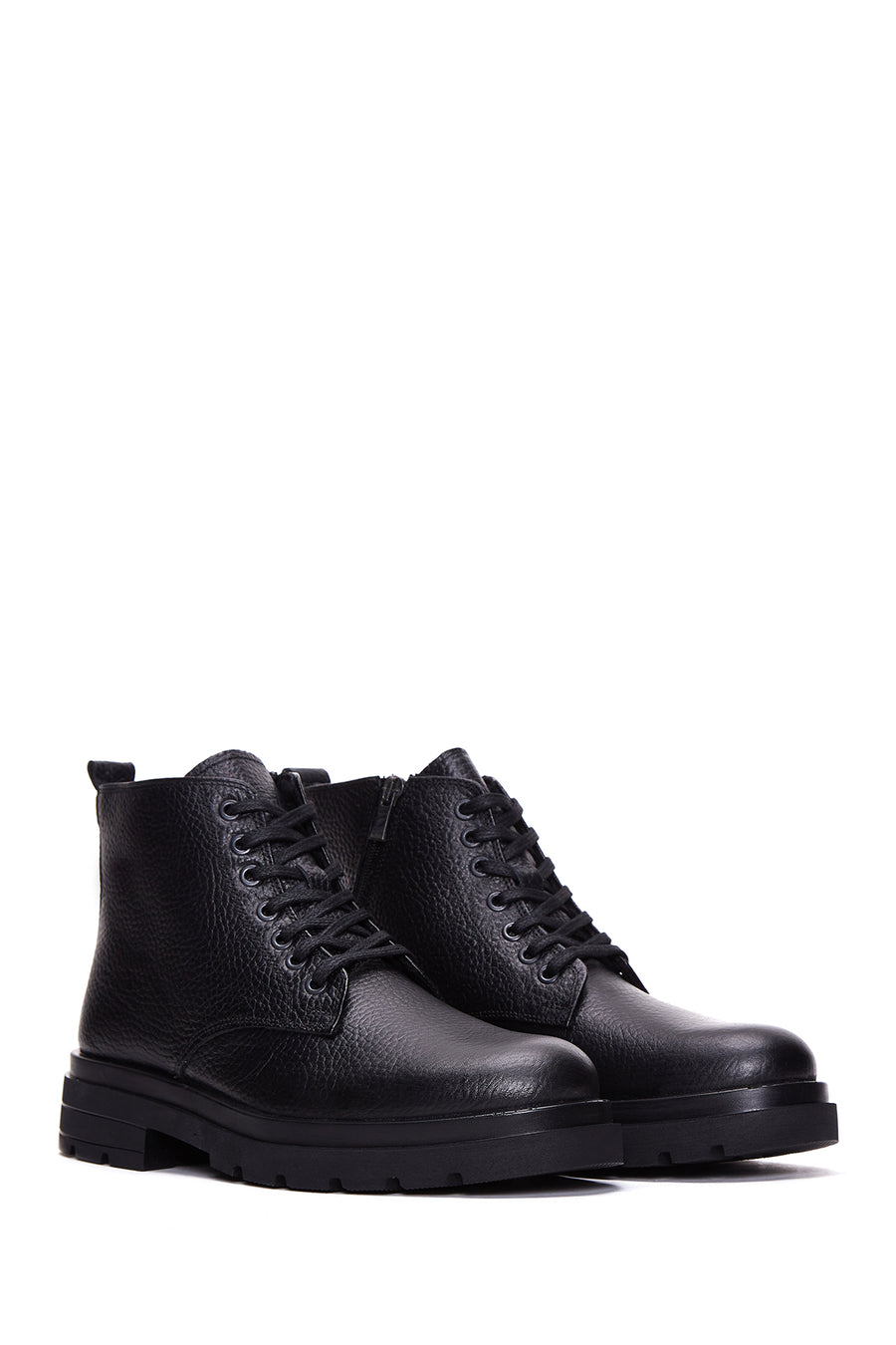 Men's Black Leather Zippered Boots