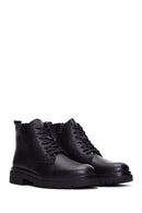 Men's Black Leather Casual Zipper Boots | Derimod