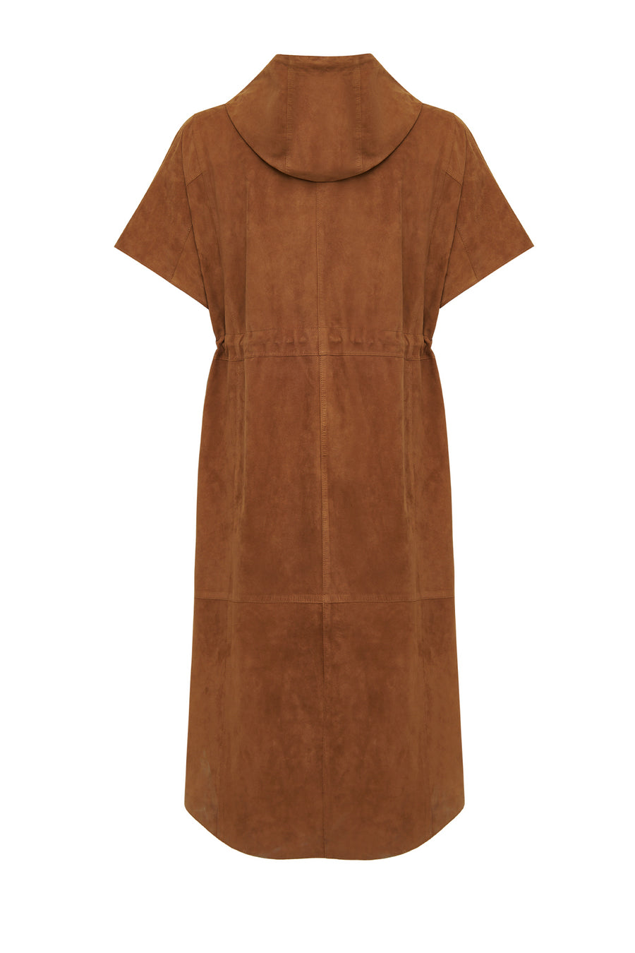 Miranda Women's Brown Hooded Suede Leather Long Vest