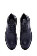 Men's Navy Blue Leather Casual Shoes | Derimod