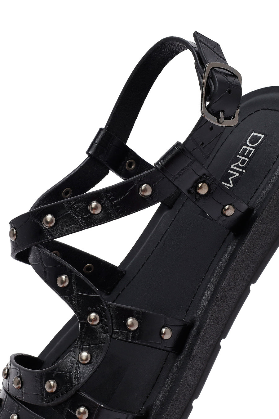 Women's Black Crocodile Sandals