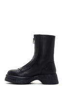 Women's Black Thick Soled Zippered Leather Classic Boots | Derimod