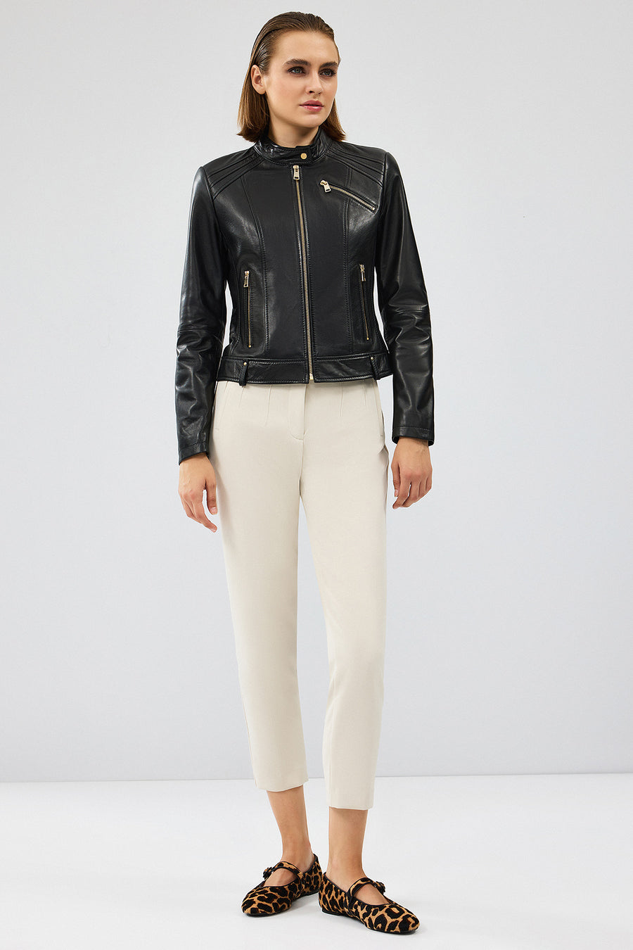 Heidi Women's Black Short Leather Jacket