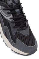 Male Gray Lace-Up Thick-Soled Leather Sneaker | Derimod