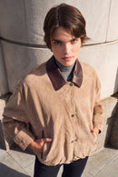 Bolivia Woman Beige Short Oversize Suede Jacket | Derimod