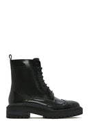 Women's Black Zippered Leather Boots | Derimod