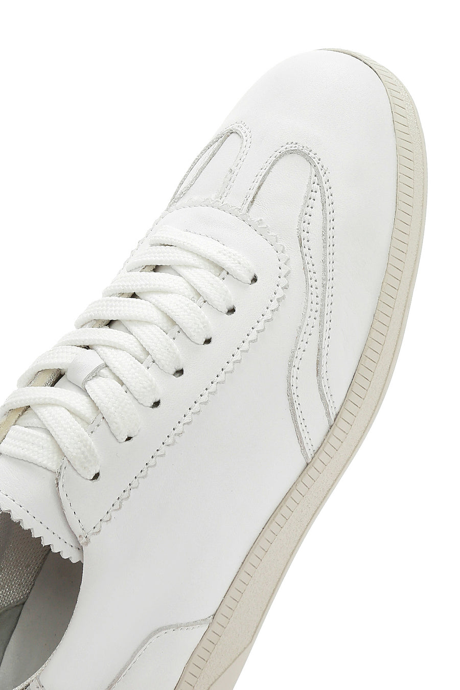 Women's White Lace-Up Leather Sneaker