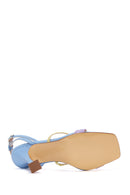 Women's Multicolored Leather Heeled Sandals | Derimod
