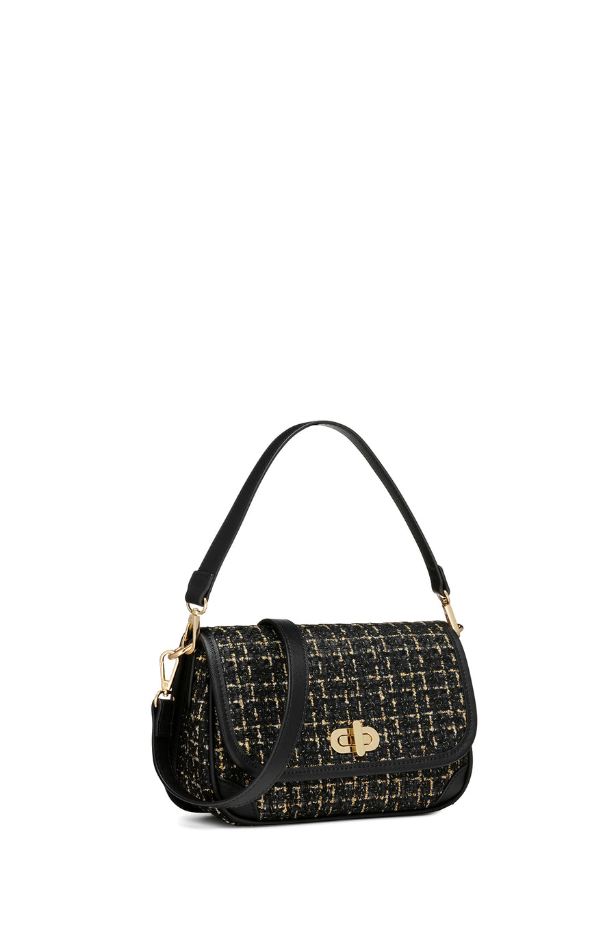Geox Women's Black Gardinia Long Strap Patterned Handbag