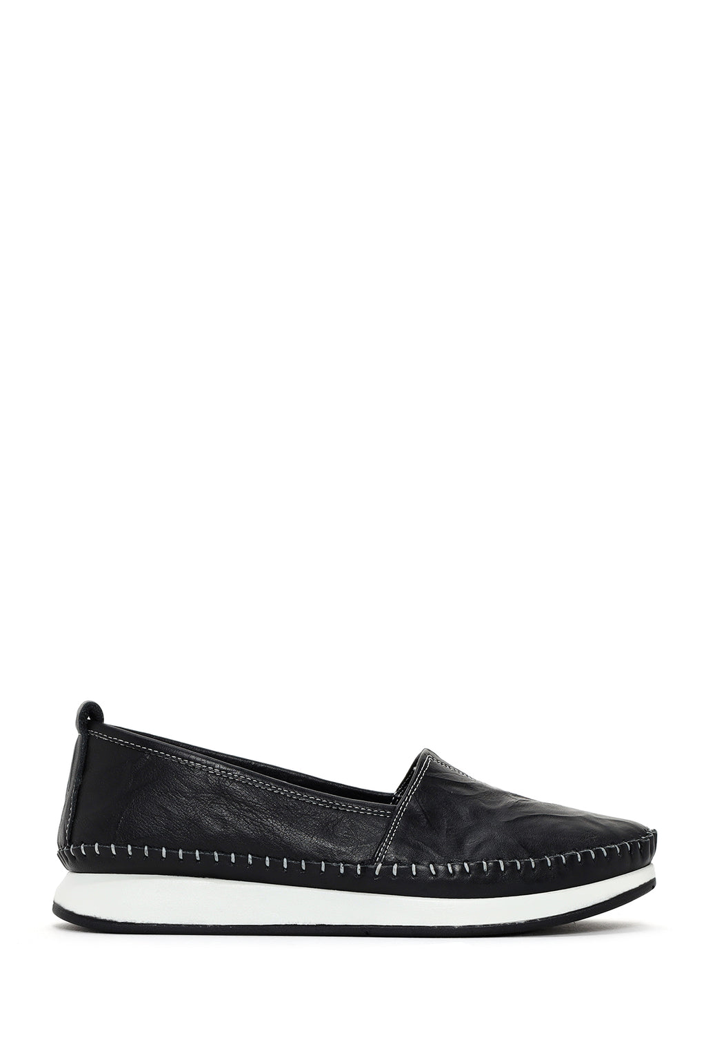 Kadın Siyah Kalın Tabanlı Deri Comfort Loafer