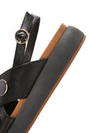 Women's Black Ankle Strap Leather Sandals | Derimod