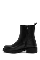 Women's Black Zippered Leather Boots | Derimod