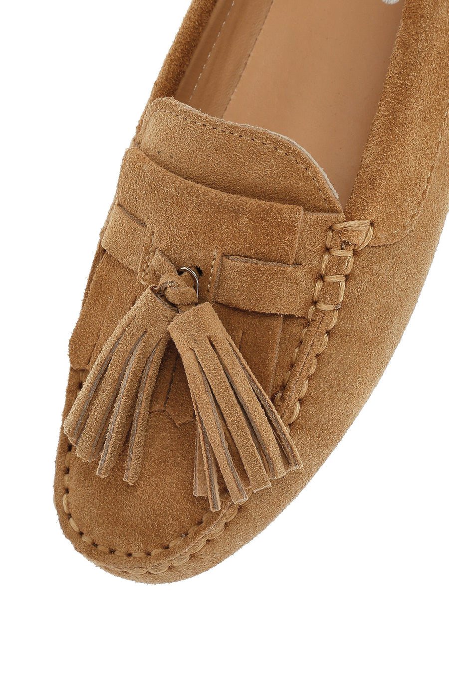 Kadın Camel Püsküllü Süet Deri Loafer