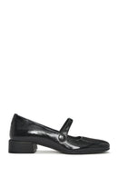 Women's Black Low Heel Patent Leather Ballerinas | Derimod