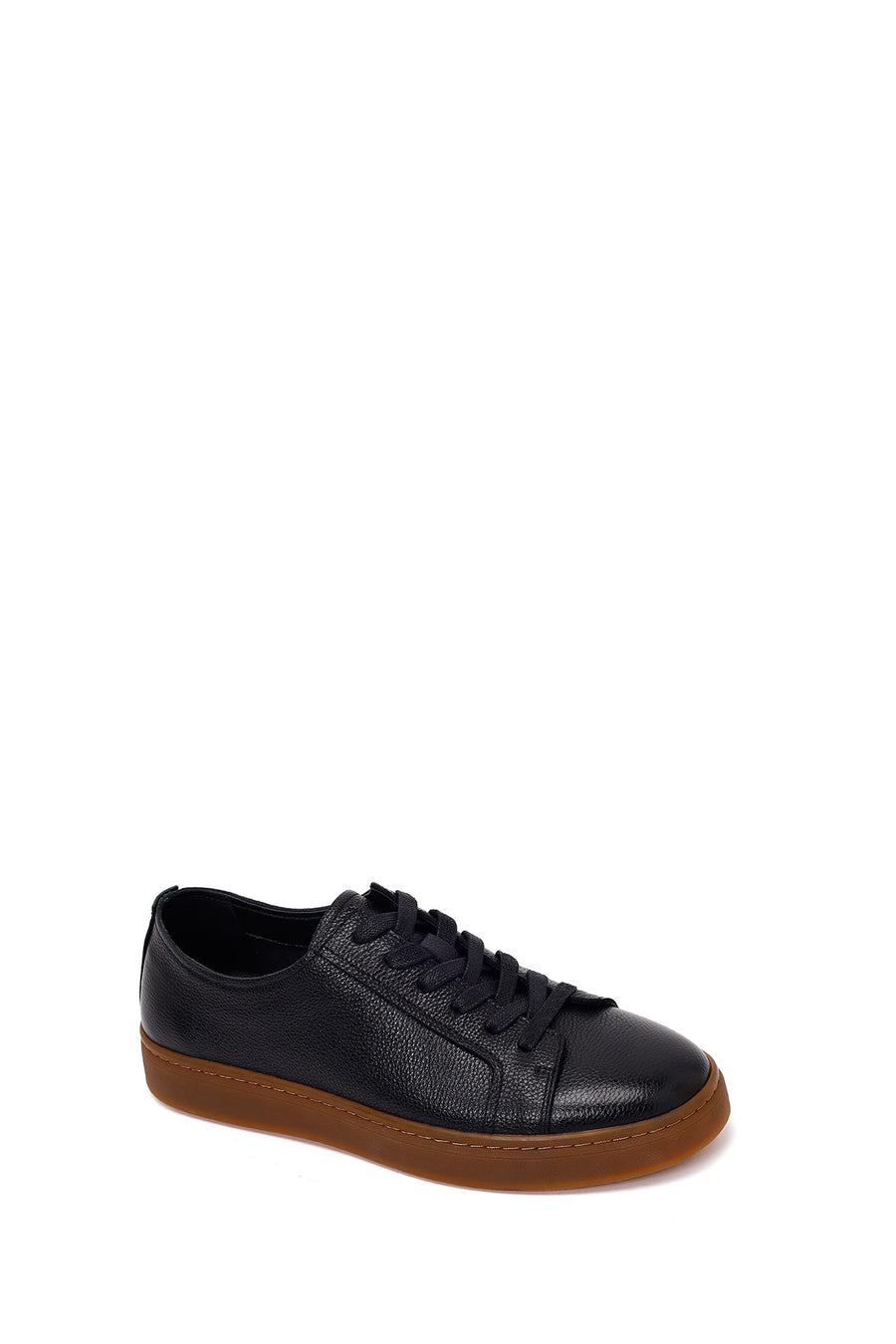 Erkek Siyah Bağcıklı Deri Sneaker