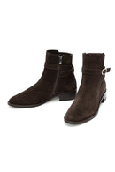 Women's Brown Zippered Suede Leather Boots | Derimod