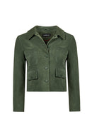 Cassandra Woman Green Slim-Fit Suede Leather Jacket | Derimod