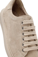 Women's Beige Lace-Up Suede Leather Sneaker | Derimod