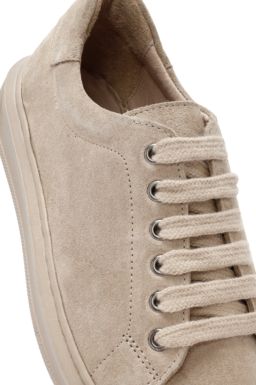Kadın Bej Bağcıklı Süet Deri Sneaker