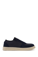 Male Navy Lace-up Suede Leather Sneaker | Derimod