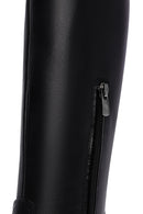 Women's Black Leather Zippered Boots | Derimod