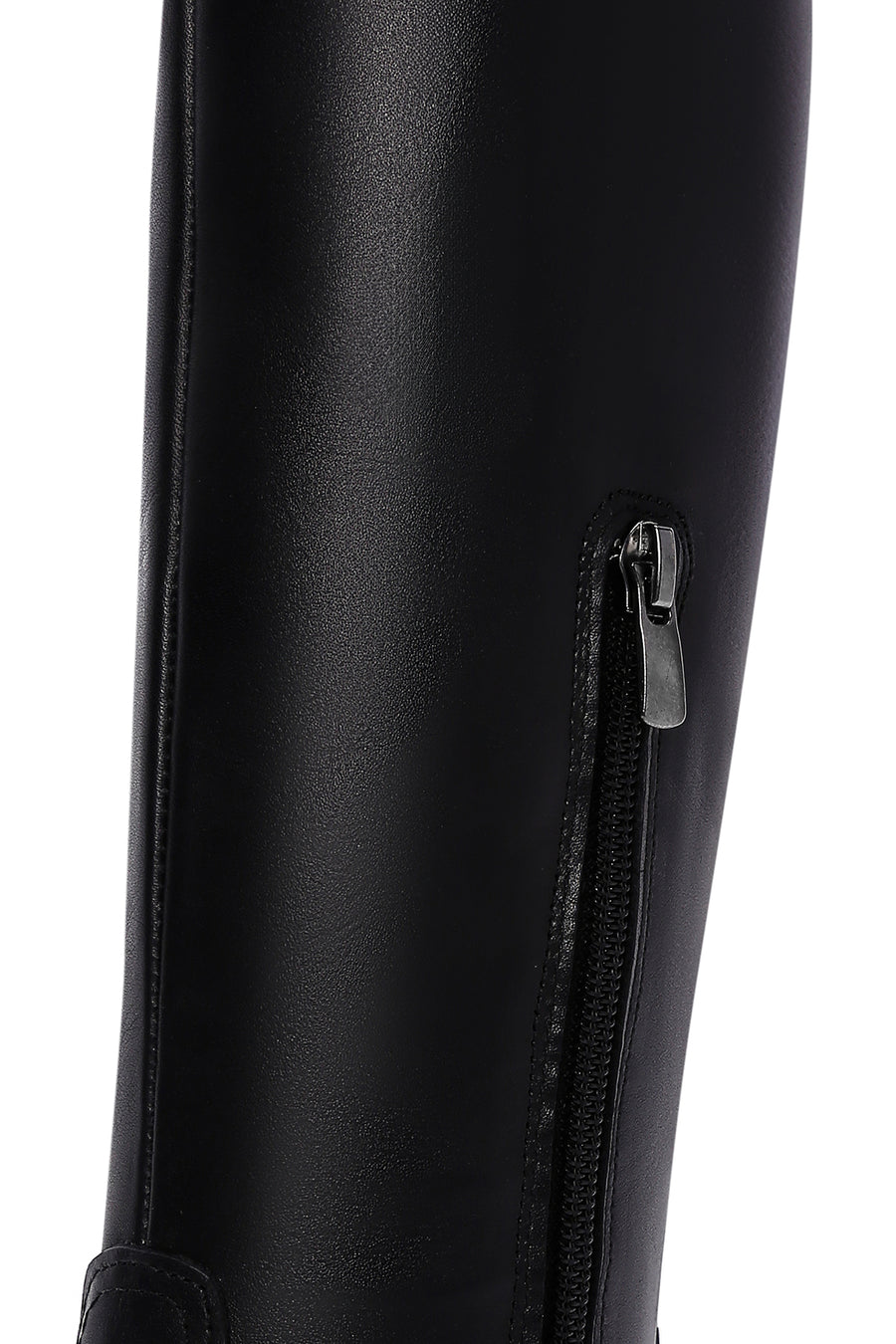 Women's Black Leather Zippered Boots