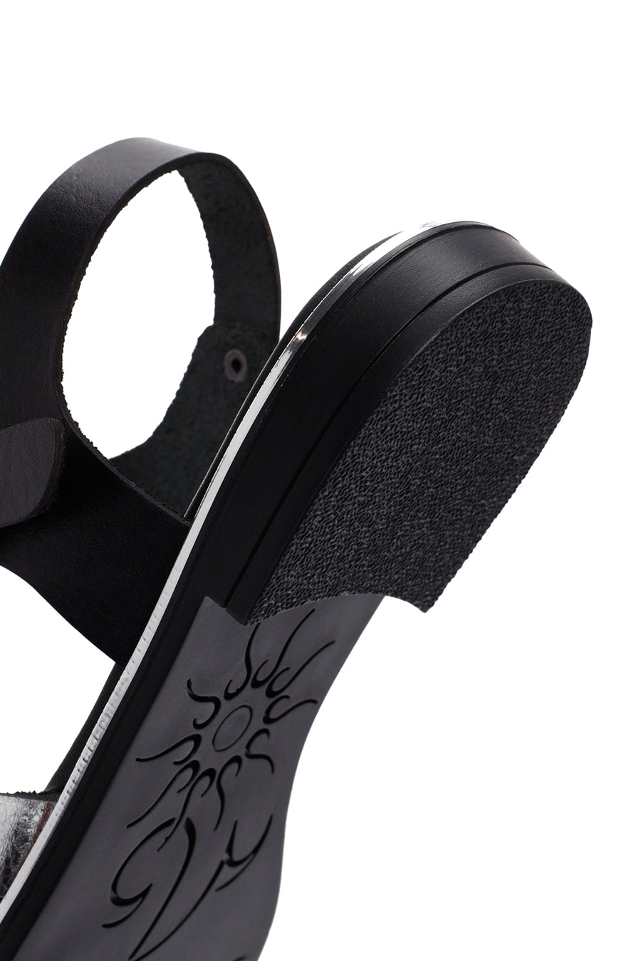 Women's Black Leather Ankle Buckle Sandals