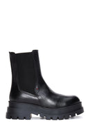 Women's Black Leather Thick Soled Chelsea Boots | Derimod