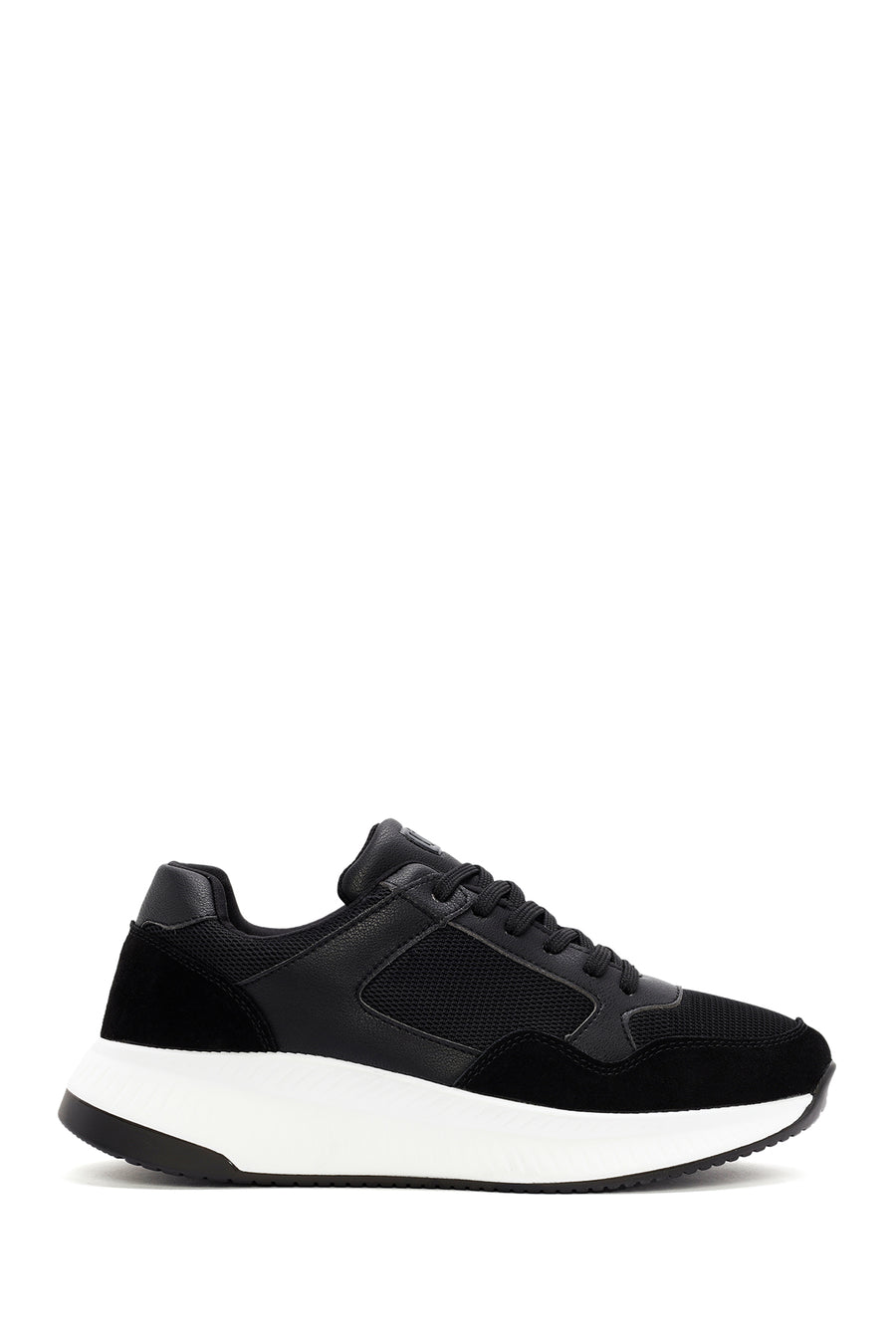Derimod Zero Erkek Siyah Kalın Tabanlı Bağcıklı Kumaş Sneaker 24WFD691214 | Derimod